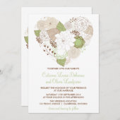 Mint Green Spring Heart Flowers Weddenschap Kaart (Voorkant / Achterkant)