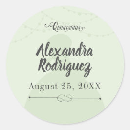 Mint Green & Steel Charro Silhouette Quinceanera Ronde Sticker