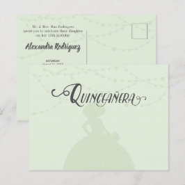 Mint Green & Steel Charro Silhouette Quinceanera Uitnodiging Briefkaart