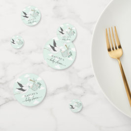 Mint Green Stork Baby shower Confetti