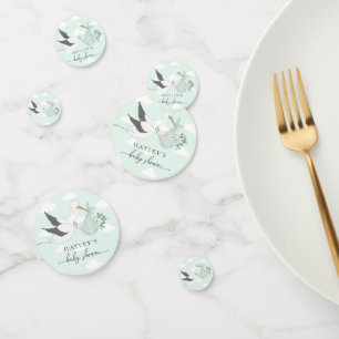 Mint Green Stork Baby shower Confetti