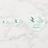 Mint Green Stork Baby shower Confetti (Voorkanten)