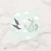 Mint Green Stork Baby shower Confetti (Kleine voorkant)