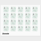 Mint Green Stork Baby shower Dank u Vierkante Sticker (Vel)