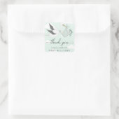 Mint Green Stork Baby shower Dank u Vierkante Sticker (Tas)