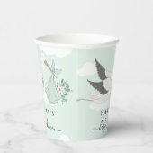 Mint Green Stork Baby shower Papieren Bekers (Rechts)