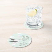 Mint Green Stork Baby shower Ronde Kartonnen Onderzetter (Insitu)