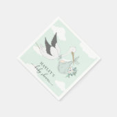Mint Green Stork Baby shower Servet (Hoek)