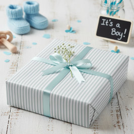 Mint Green Striped Baby shower Cadeaupapier