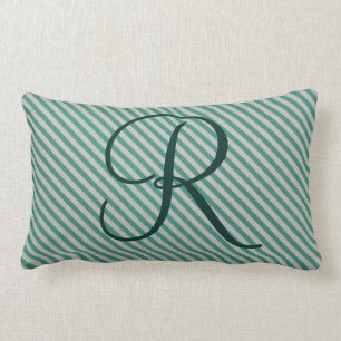 Mint Green Striped Initiaal Monogram Kussen