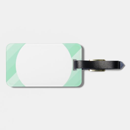 Mint Green Striped Modern Monogram Sjabloon Bagagelabel (Achterkant horizontaal)