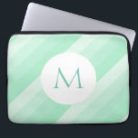 Mint Green Striped Sjabloon Modern Monogram Trendy Laptop Sleeve<br><div class="desc">Mint Green Striped Sjabloon Moderne Monogram rendy laptophoes.</div>