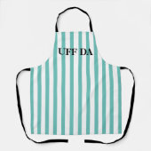 Mint Green Striped Uff Da All-Over Print Apron Schort (Voorkant)