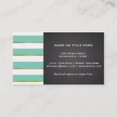 Mint Green Stripes & Faux Gold Shine Lips Chic Visitekaartje (Achterkant)