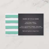 Mint Green Stripes Faux Silver Shine Lips Chic Visitekaartje (Achterkant)