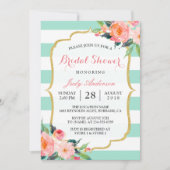Mint Green Stripes | Floral Chic-Vrijgezellenfeest Kaart (Voorkant)