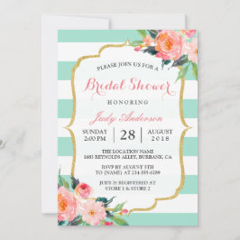 Mint Green Stripes | Floral Chic-Vrijgezellenfeest Kaart