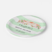 Mint Green Stripes Floral Vrijgezellenfeest Bord (Gekanteld)