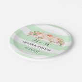 Mint Green Stripes Floral Wedding Bord (Gekanteld)