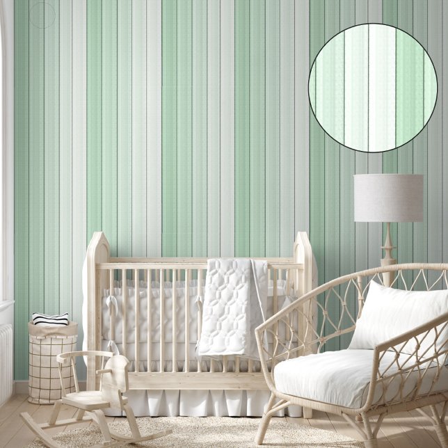 Mint Green Stripes Minimalistische moderne pastell Behang (Creator heeft geüpload)