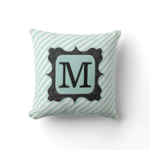 Mint Green Stripes Pattern Zwart Monogram