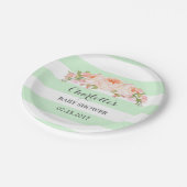 Mint Green Stripes Pink Floral Baby shower Bord (Gekanteld)