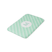 Mint Green Stripes Trendy Modern Monogram Sjabloon Badmat (Gekanteld)
