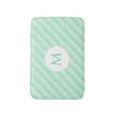Mint Green Stripes Trendy Modern Monogram Sjabloon Badmat (Voorkant Verticaal)