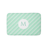 Mint Green Stripes Trendy Modern Monogram Sjabloon Badmat (Voorkant)
