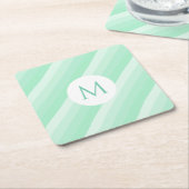 Mint Green Stripes Trendy Monogram Moderne Sjabloo Kartonnen Onderzetters (Schuin)
