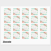 Mint Green Stripes Waterverf Floral Hartelijk dank Vierkante Sticker (Vel)