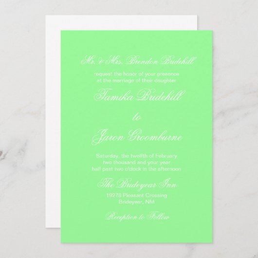 Mint Green Stylish Complementary Color Wedding Kaart (Voorkant / Achterkant)