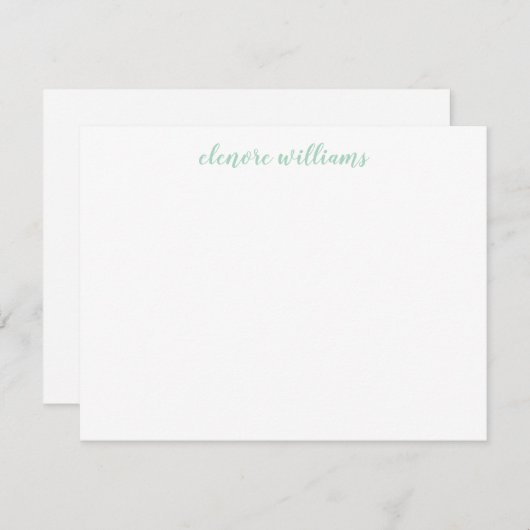 Mint Green Stylish Modern Elegant Girly Script Notitiekaartje (Voorkant / Achterkant)