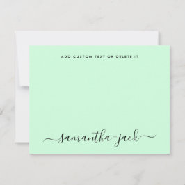 Mint Green Stylish Script Elegant Minimalist Notitiekaartje