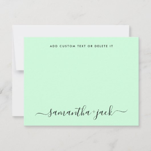Mint Green Stylish Script Elegant Minimalist Notitiekaartje (Voorkant)