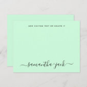 Mint Green Stylish Script Elegant Minimalist Notitiekaartje (Voorkant / Achterkant)
