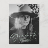 Mint Green Stylish Script Photo Graduparty Uitnodiging Briefkaart (Voorkant)