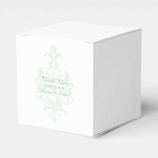 Mint Green Subtle Damask Favor Boxes Bedankdoosjes (Voorkant Zijde)
