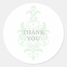 Mint Green Subtle Damask Hartelijk dank aan Sticke Ronde Sticker