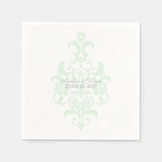 Mint Green Subtle Damask Paper Napkins Servetten (Voorkant)
