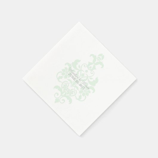 Mint Green Subtle Damask Paper Napkins Servetten (Hoek)