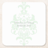Mint Green Subtle Damask Paper-Onderzetters Kartonnen Onderzetters (Voorkant)