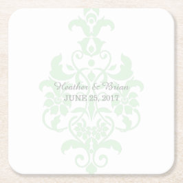 Mint Green Subtle Damask Paper-Onderzetters Kartonnen Onderzetters