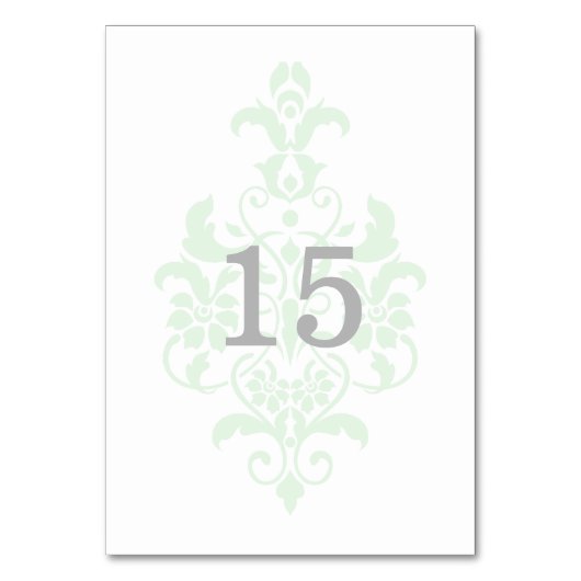 Mint Green Subtle Damask Table Kaart (Voorkant)