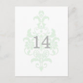Mint Green Subtle Damask Table Number Briefkaart (Voorkant)