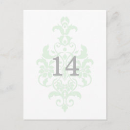 Mint Green Subtle Damask Table Number Briefkaart