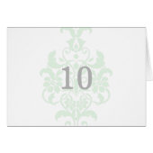 Mint Green Subtle Damask Table Number Kaart (Voorkant Horizontaal)