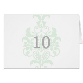 Mint Green Subtle Damask Table Number Kaart
