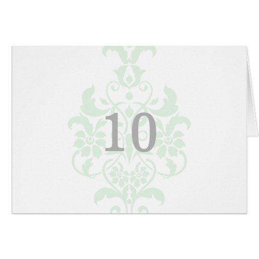 Mint Green Subtle Damask Table Number Kaart (Voorkant Horizontaal)