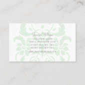 Mint Green Subtle Damask Visitekaartje (Achterkant)
